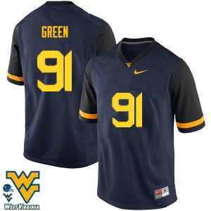 Men's West Virginia Mountaineers NCAA #91 Nate Green Navy Authentic Nike Stitched College Football Jersey IE15L38FP